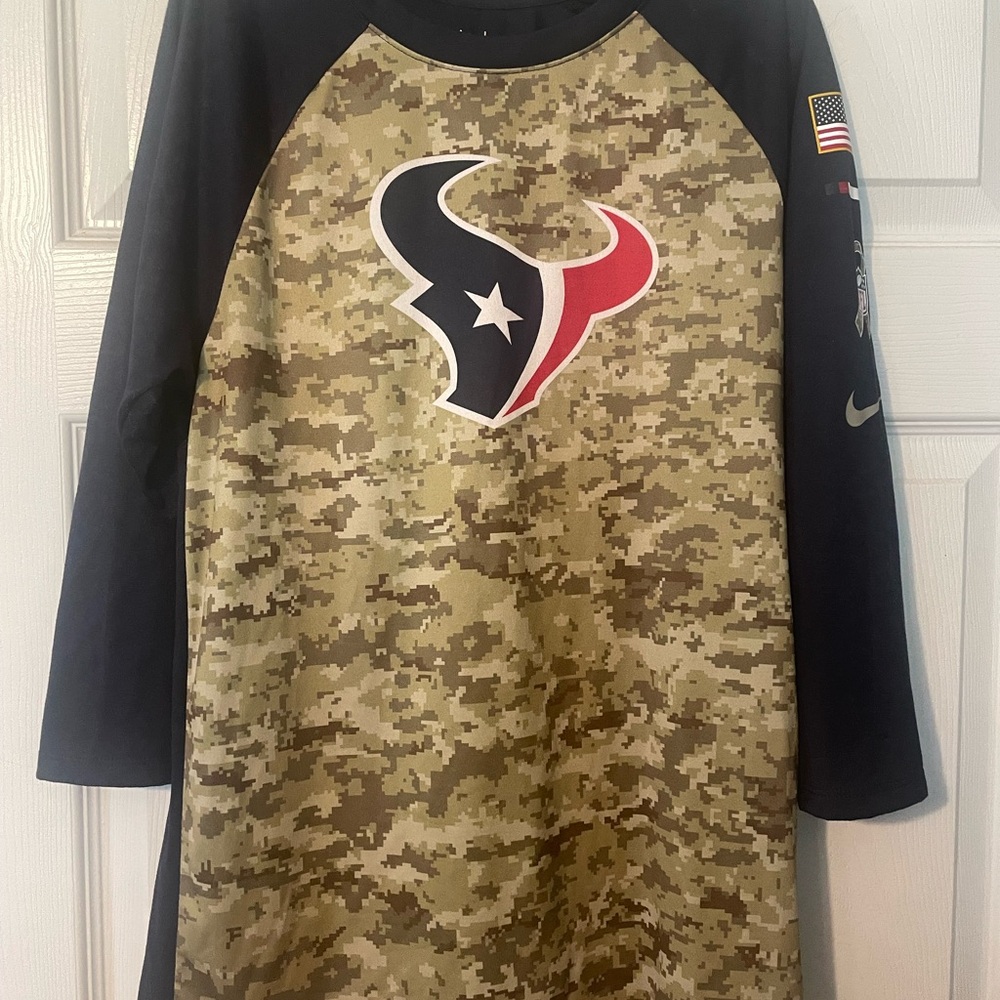 Nike Camo Navy #Houston #Texans Dry-Fit Raglan Shirt Jersey #HoustonTexans
